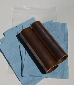 One inch copper pipe electrodes with towels